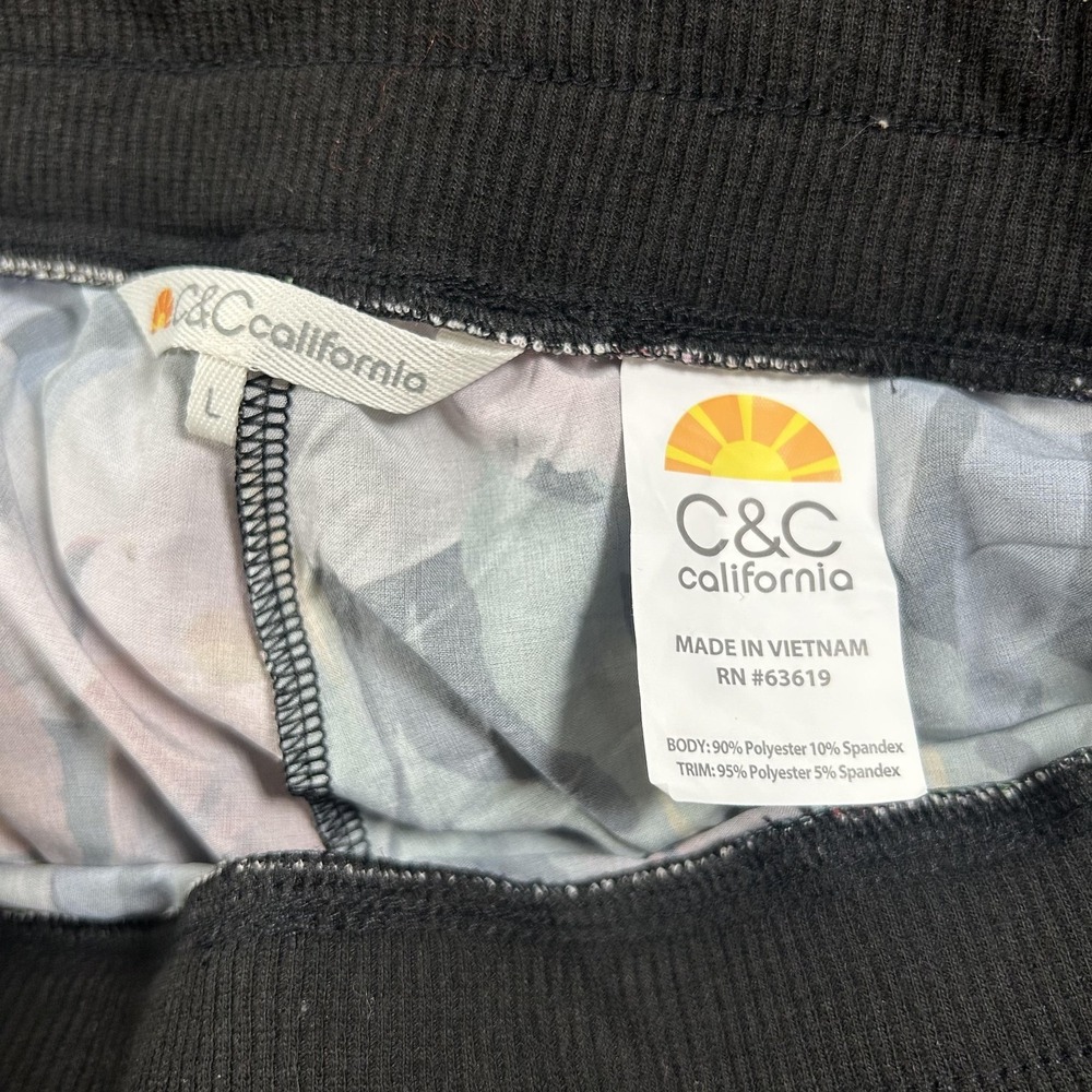 C&C California Pants Womens Large Multicolor Tropical Floral Jogger Side Stripe - Picture 3 of 16